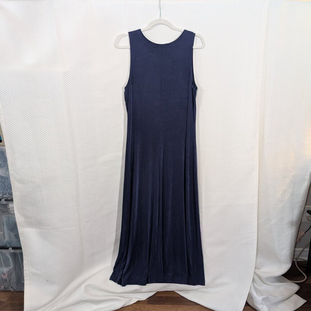 Vintage Ronni Nicole Slinky Navy Blue Maxi Dress Sleeveless Estimated Size Large - Picture 8 of 8